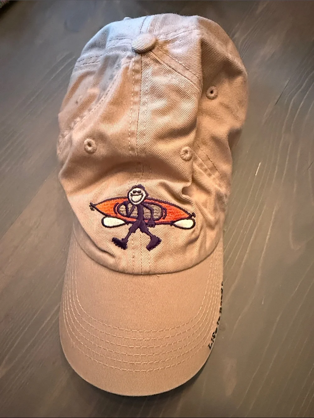 Life is Good Embroidered Kayak Baseball Cap - Tan with Orange Accent